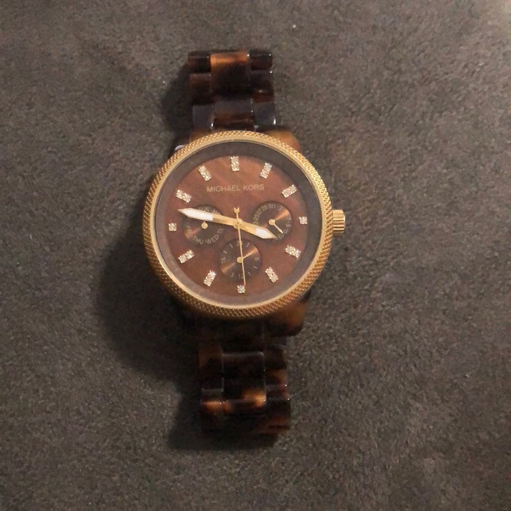 Tortoise Shell Michael Kors watch w/ gold accents